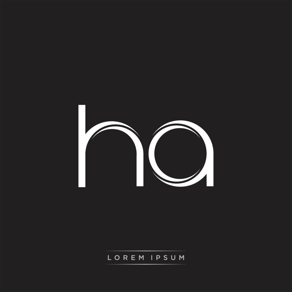 HA Initial Letter Split Lowercase Logo Modern Monogram Template Isolated on Black White vector
