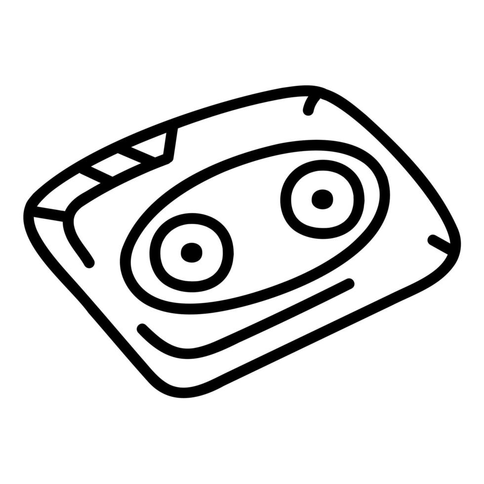 Cute doodle cassette for retro tape recorder from the collection of girly stickers. Cartoon color vector illustration.