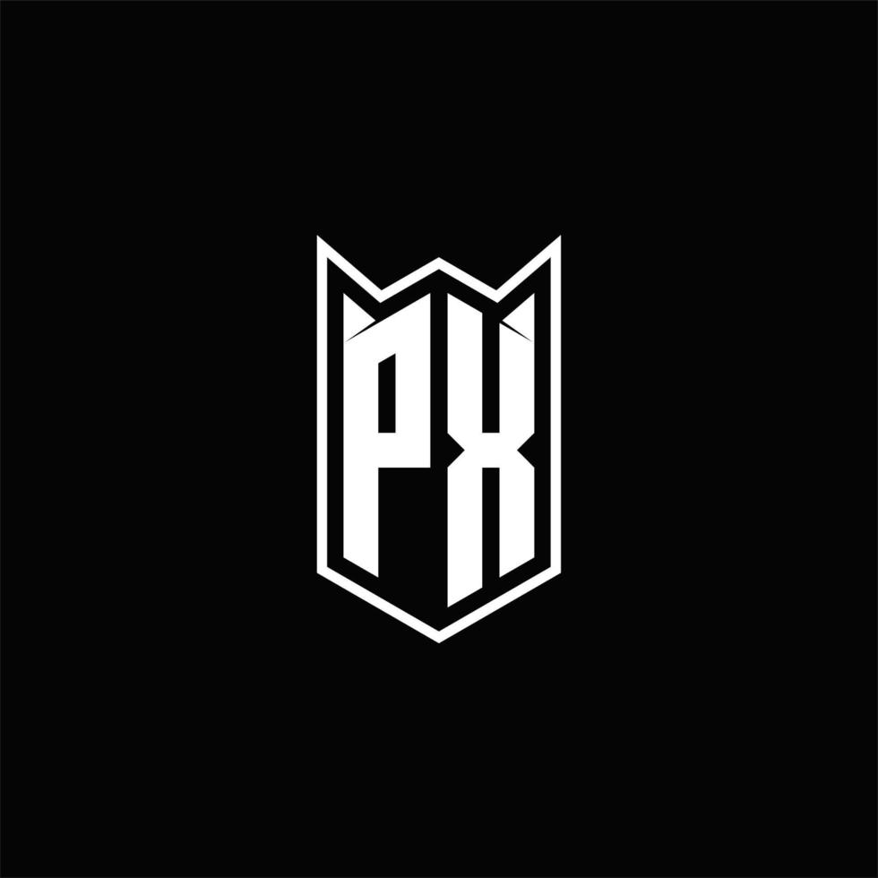 PX Logo monogram with shield shape designs template vector