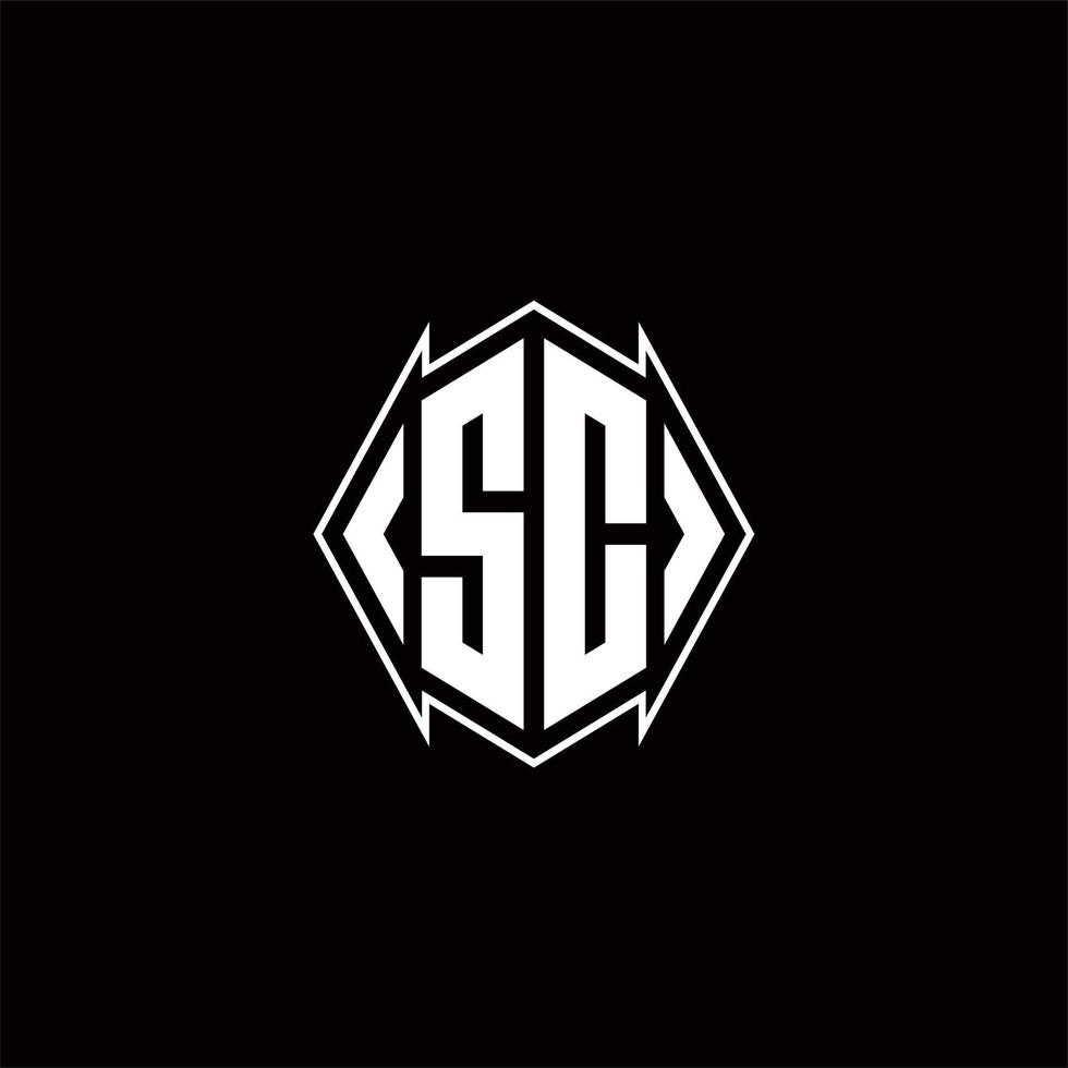 SC Logo monogram with shield shape designs template vector