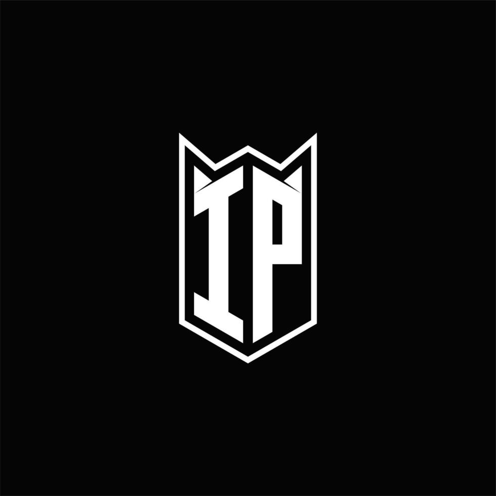 IP Logo monogram with shield shape designs template vector