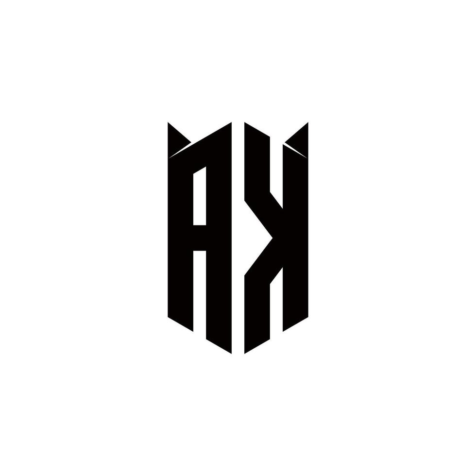 AK Logo monogram with shield shape designs template vector
