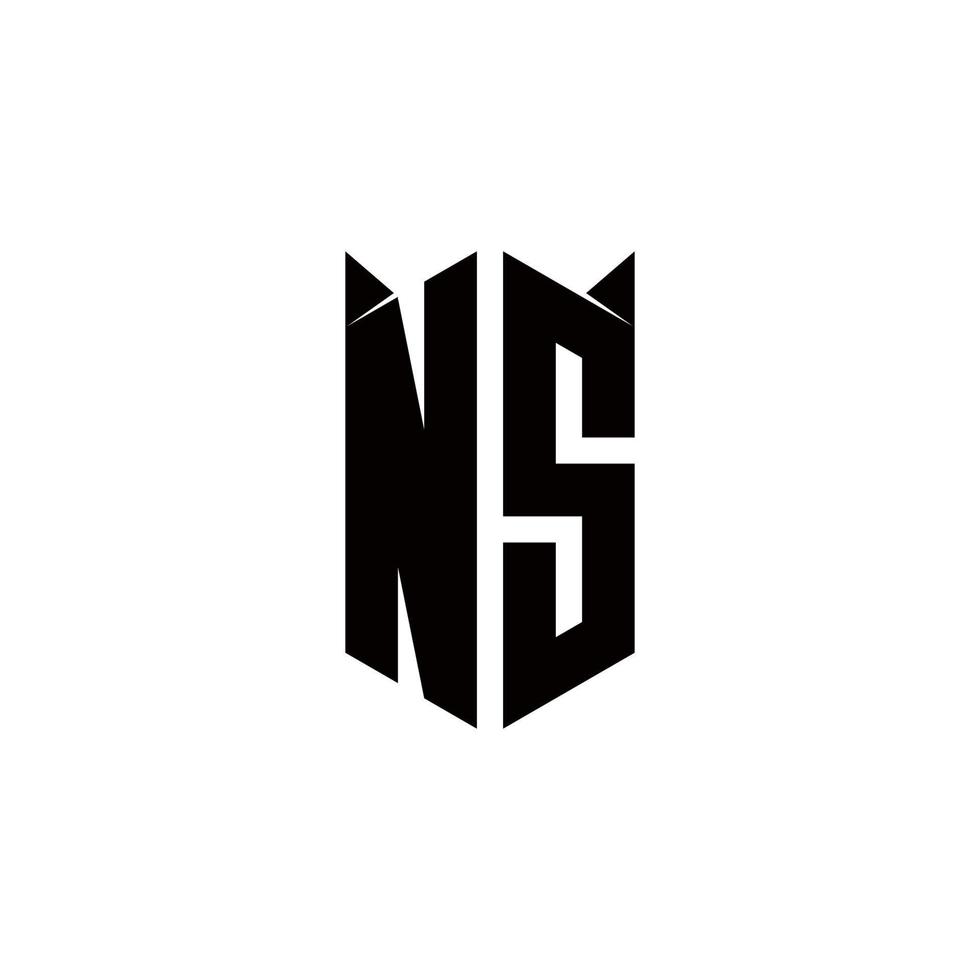 NS Logo monogram with shield shape designs template vector