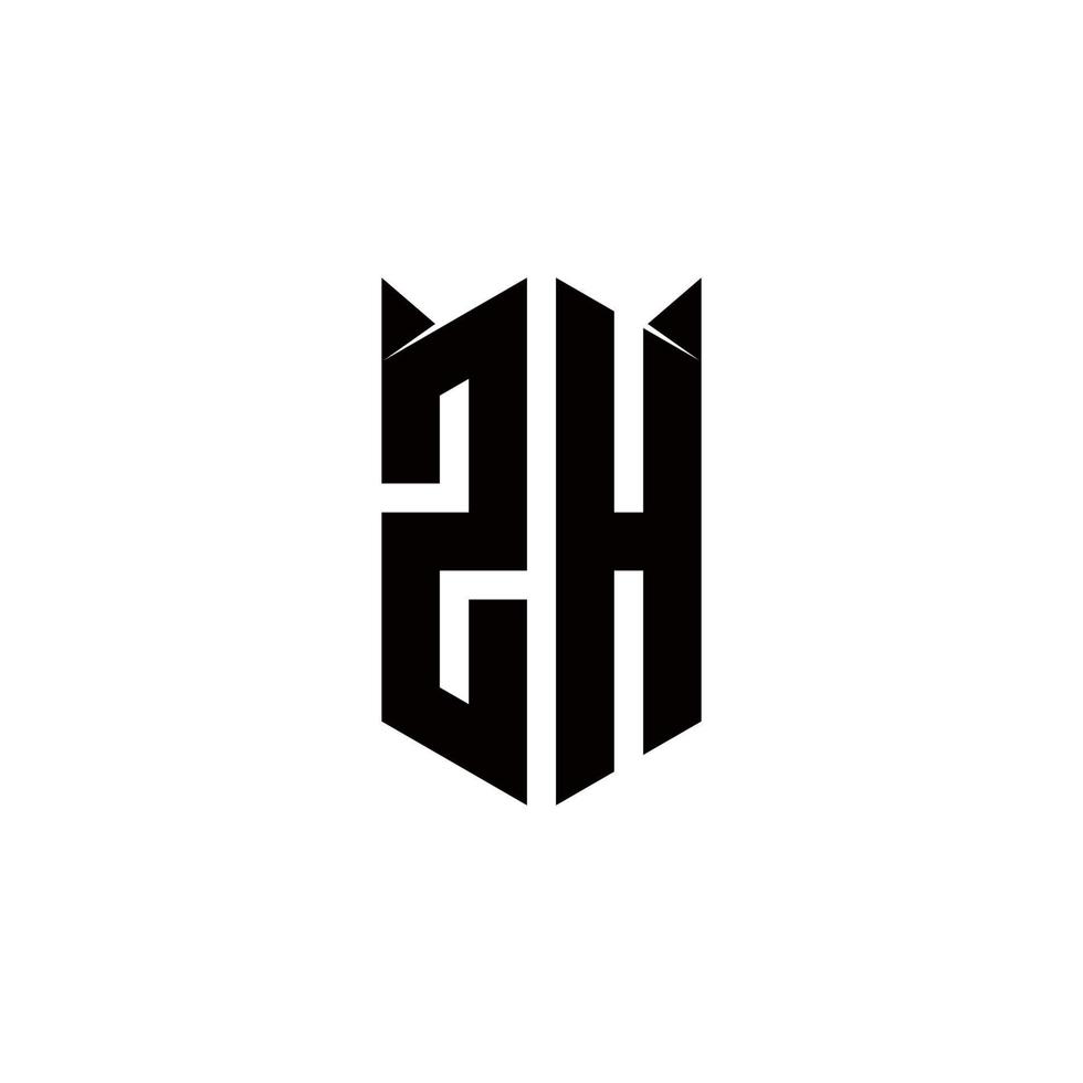 ZH Logo monogram with shield shape designs template vector