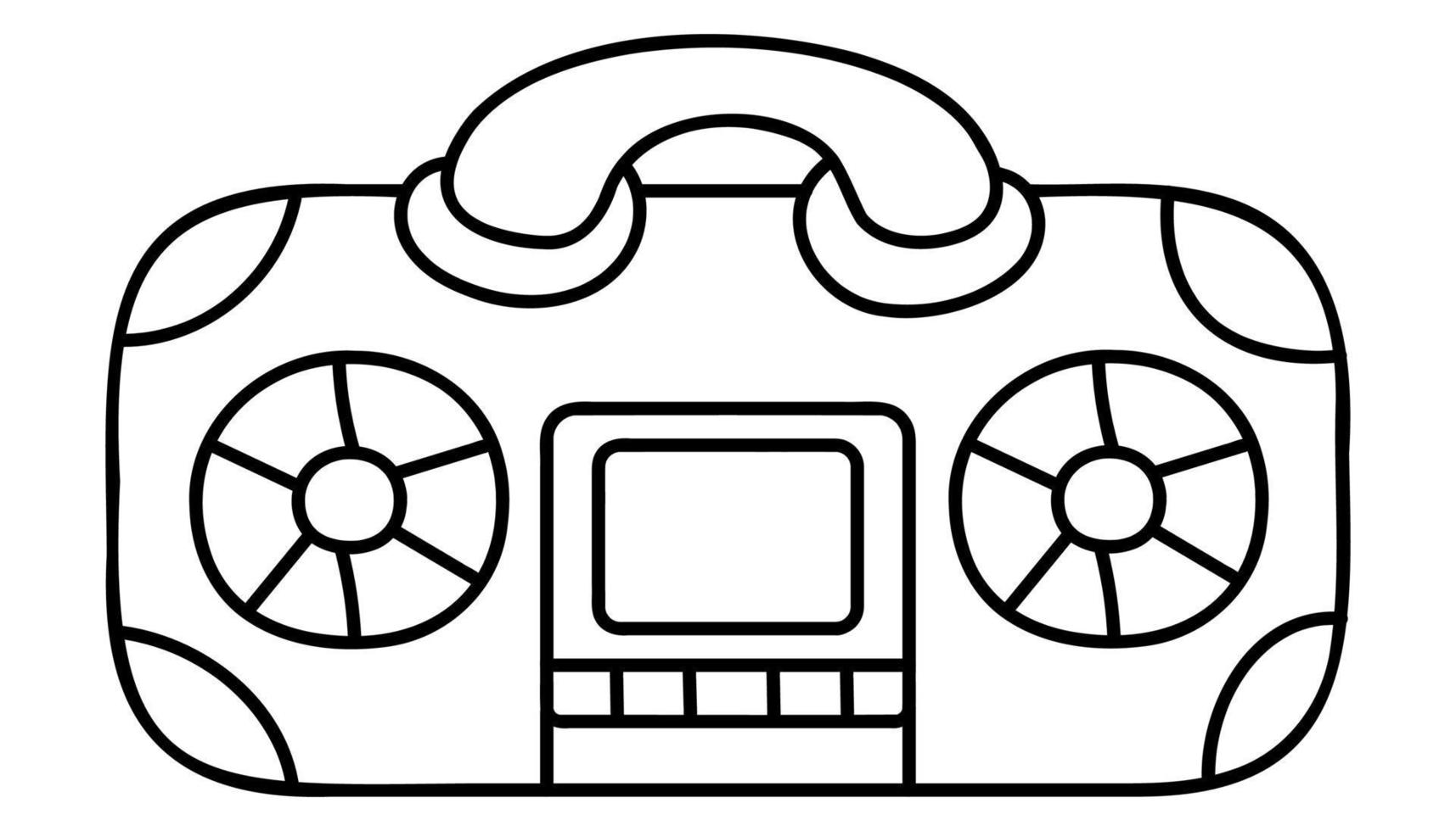 Cute doodle record player from the collection of girly stickers. Cartoon color vector illustration.