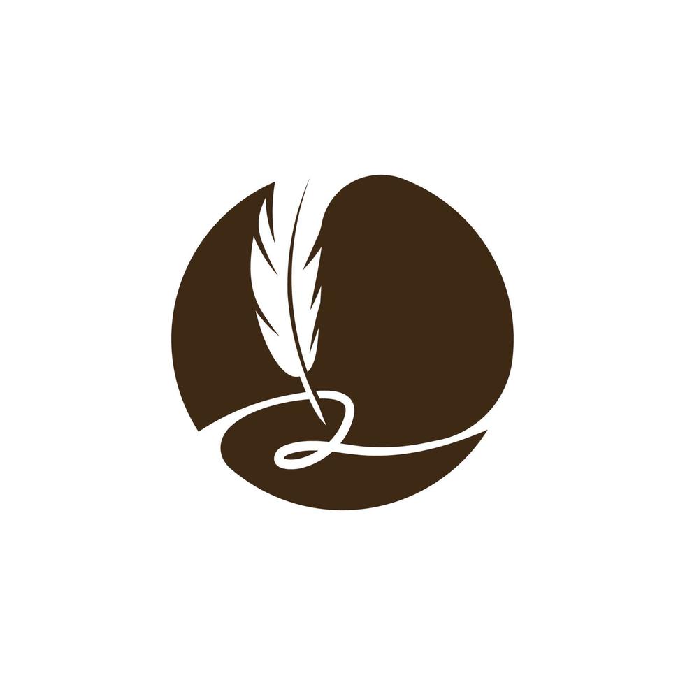 Feather pen Logo template Vector illustration