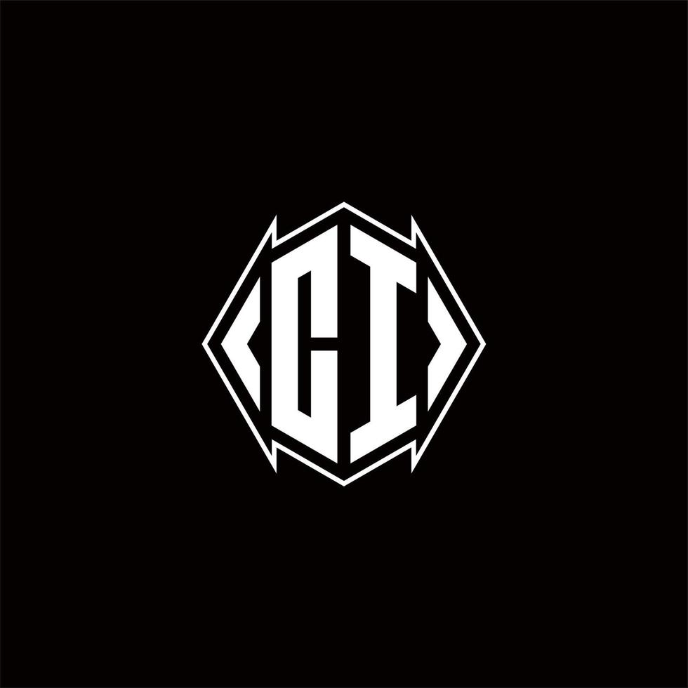 CI Logo monogram with shield shape designs template vector