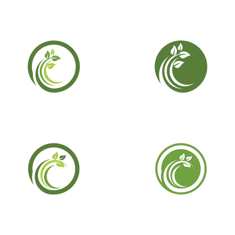 Logos of green Tree leaf ecology vector