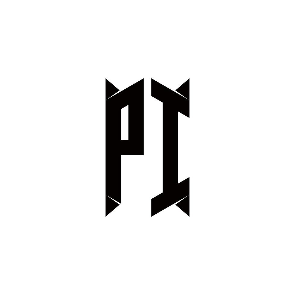Pi logo monograma con proteger forma diseños modelo vector