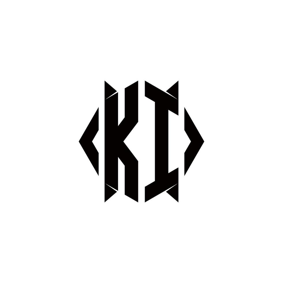 ki logo monograma con proteger forma diseños modelo vector