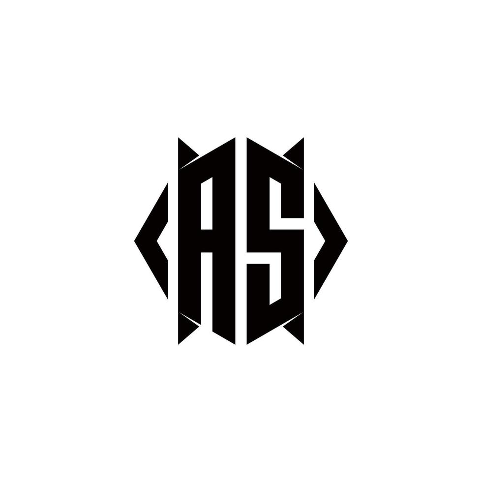AS Logo monogram with shield shape designs template vector