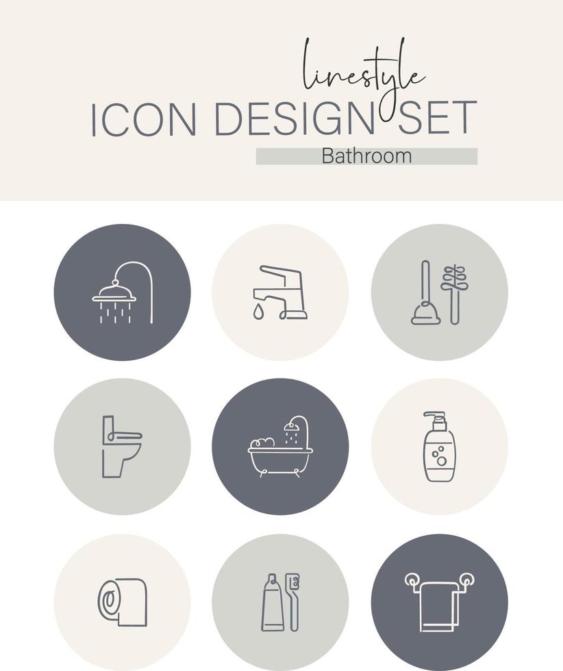 estilo de línea icono diseño conjunto baño vector