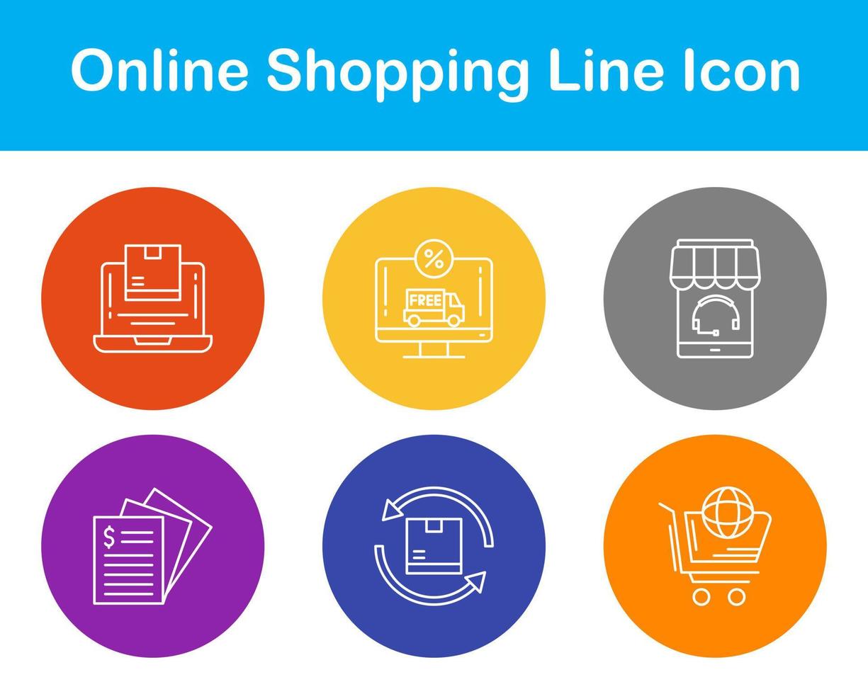 conjunto de iconos de vector de compras en línea