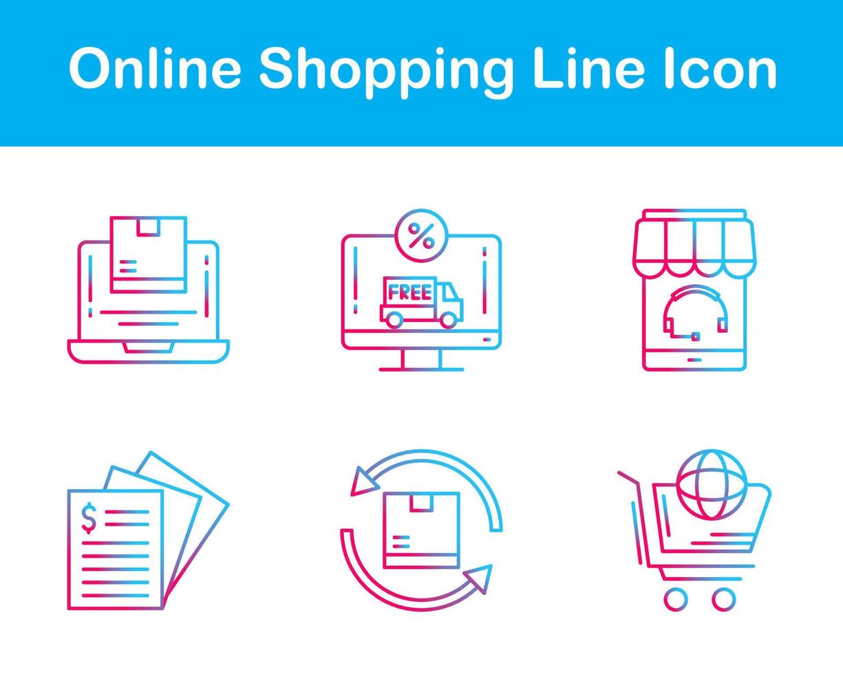 conjunto de iconos de vector de compras en línea