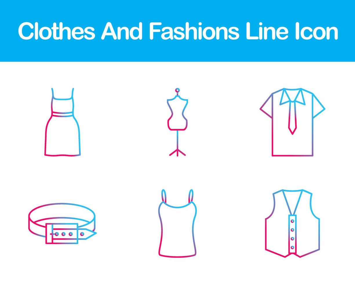 Clothes And Fashions Vector Icon Set