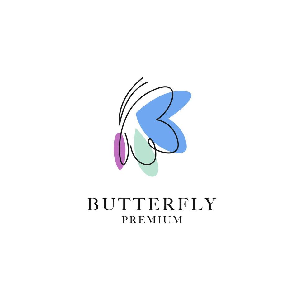 Vector butterfly logo design with simple and elegant monoline vector illustration
