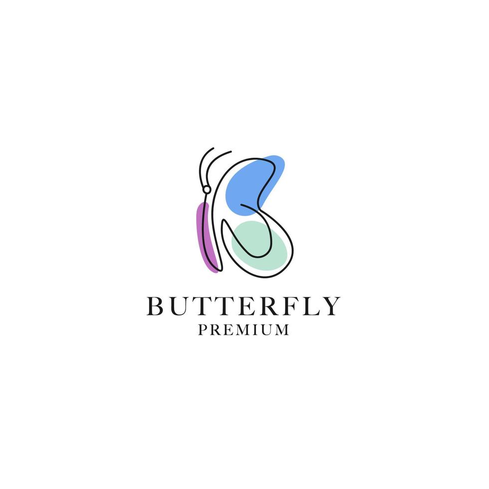 Vector butterfly logo design with simple and elegant monoline vector illustration