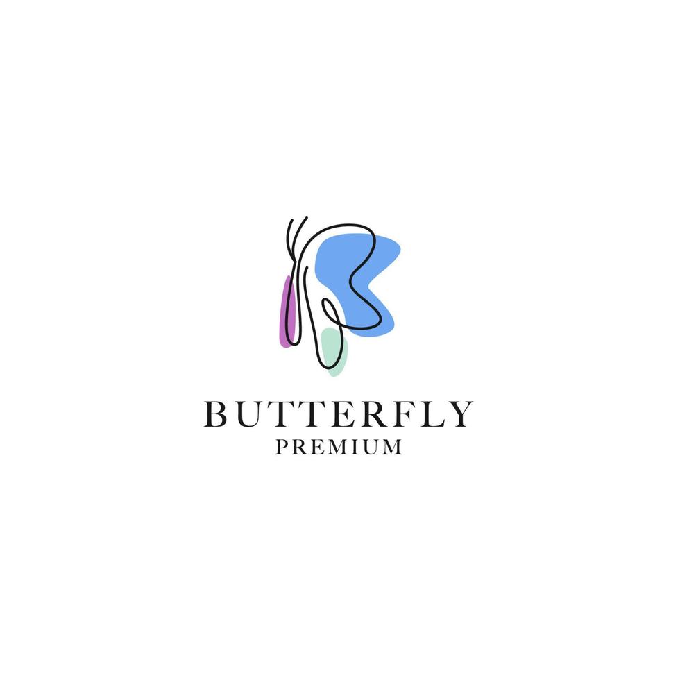 Vector butterfly logo design with simple and elegant monoline vector illustration