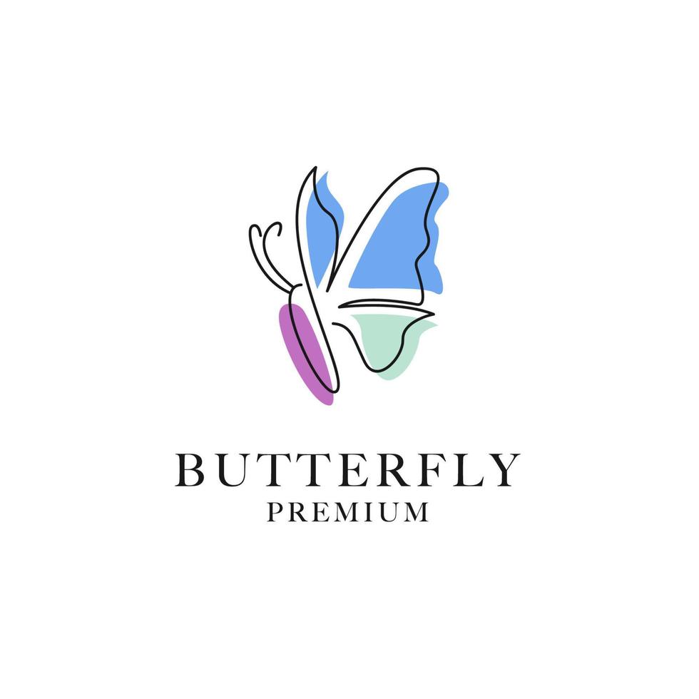 Vector butterfly logo design with simple and elegant monoline vector illustration