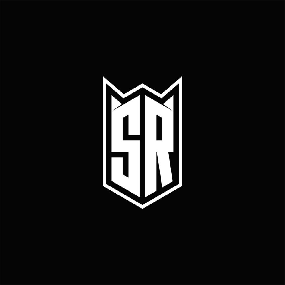 SR Logo monogram with shield shape designs template vector