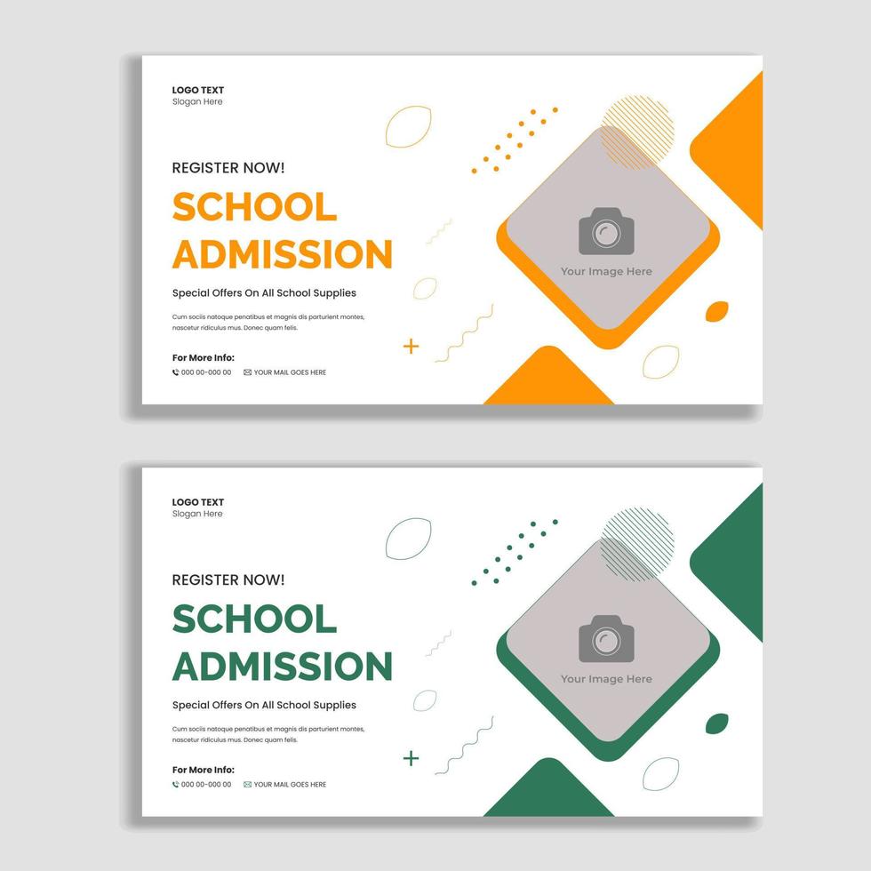 Back To School admission social media and web banner template vector