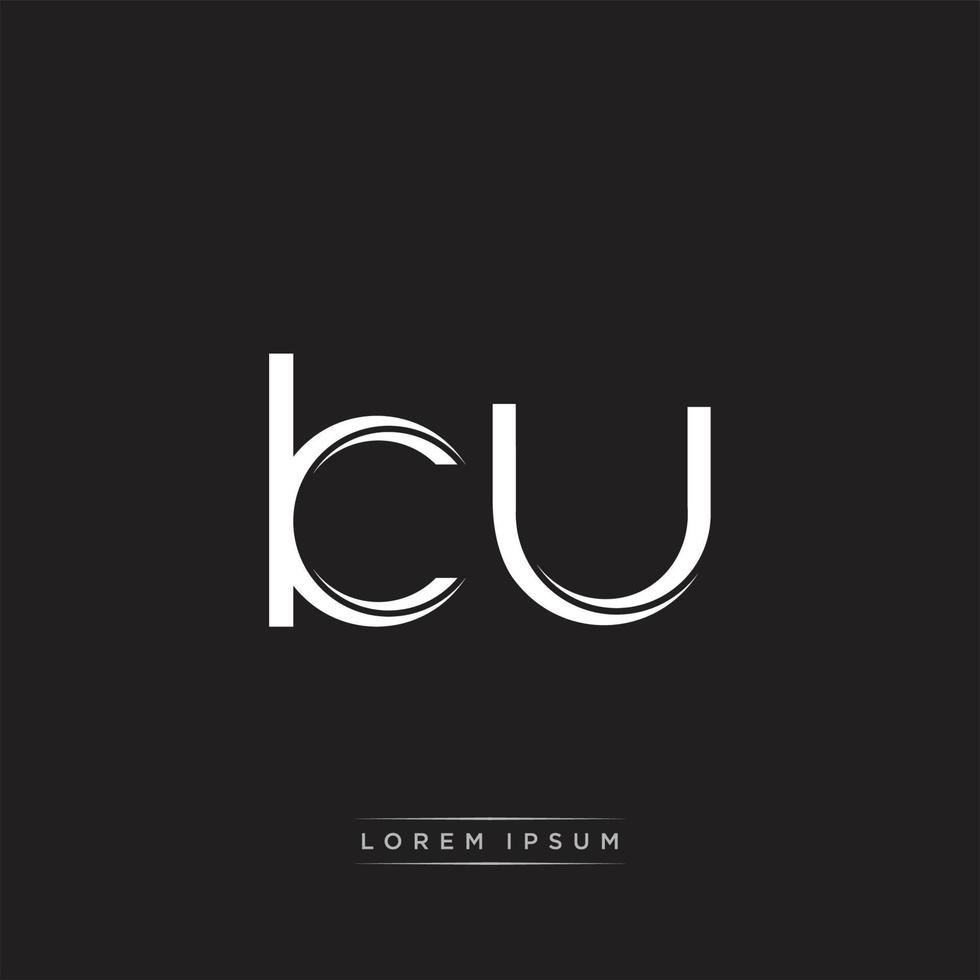 KU Initial Letter Split Lowercase Logo Modern Monogram Template Isolated on Black White vector
