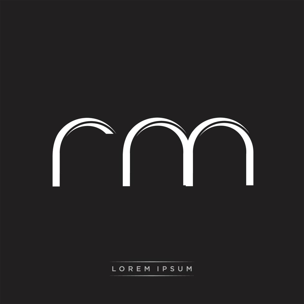 rm inicial letra división minúsculas logo moderno monograma modelo aislado en negro blanco vector