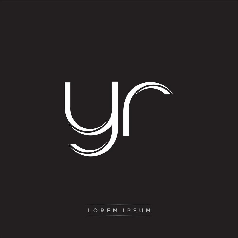 YR Initial Letter Split Lowercase Logo Modern Monogram Template Isolated on Black White vector