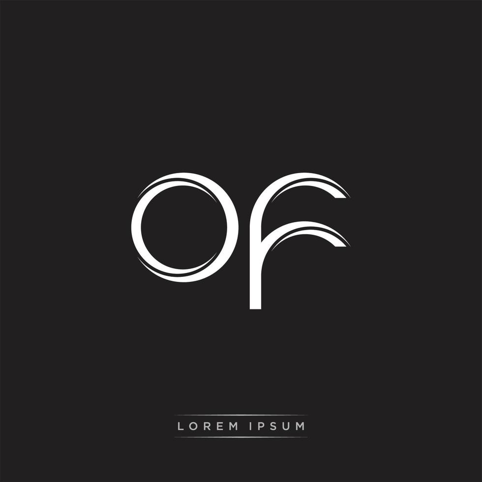 OF Initial Letter Split Lowercase Logo Modern Monogram Template Isolated on Black White vector