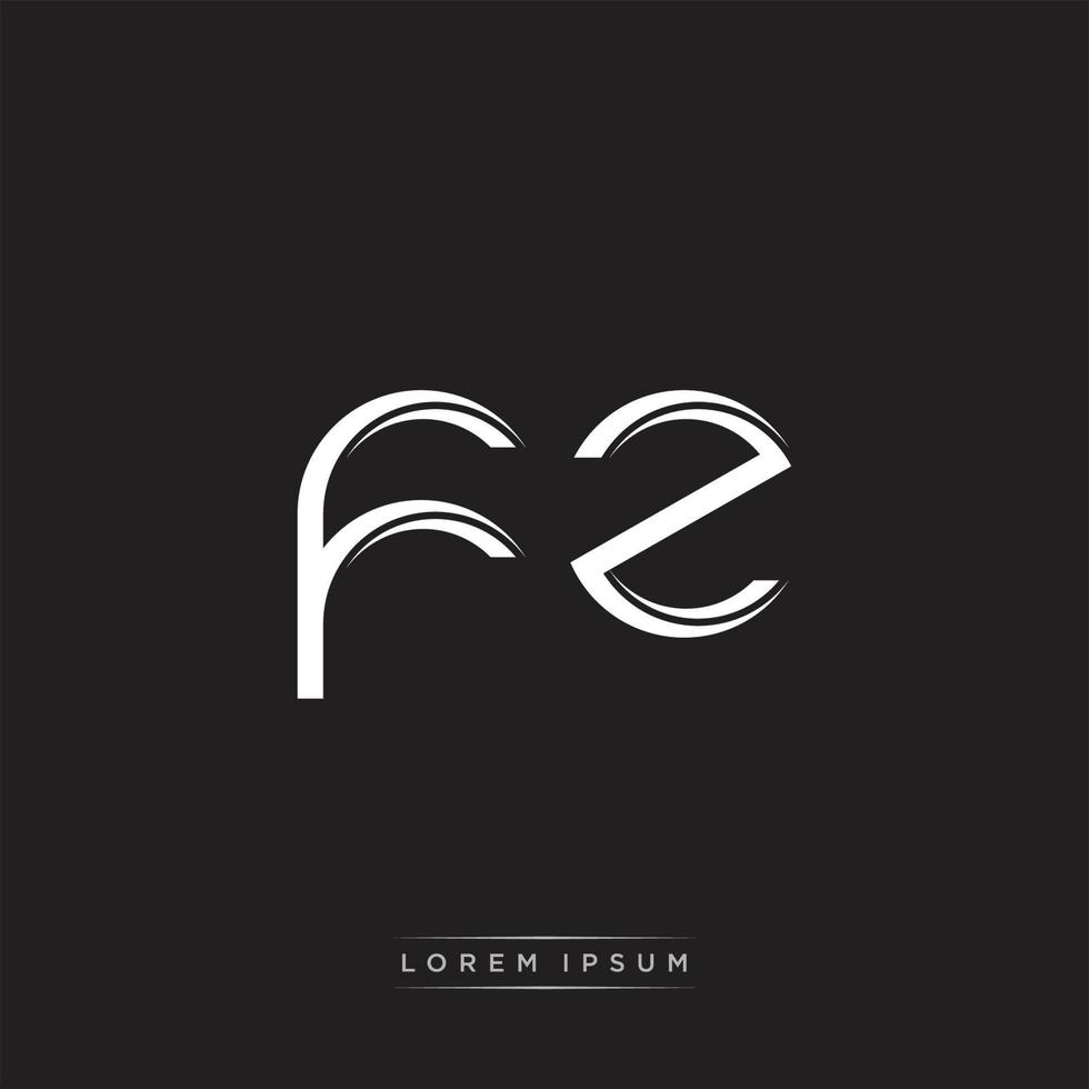 FZ Initial Letter Split Lowercase Logo Modern Monogram Template Isolated on Black White vector