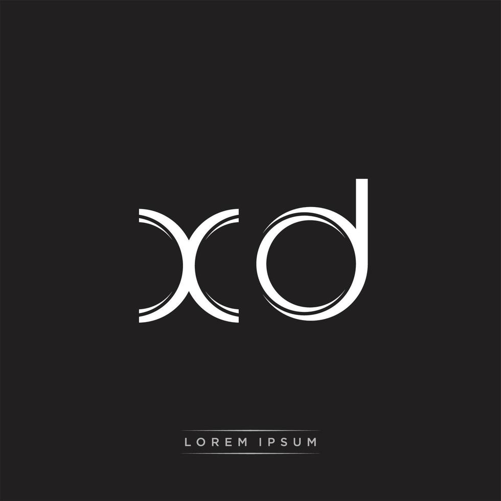XD Initial Letter Split Lowercase Logo Modern Monogram Template Isolated on Black White vector