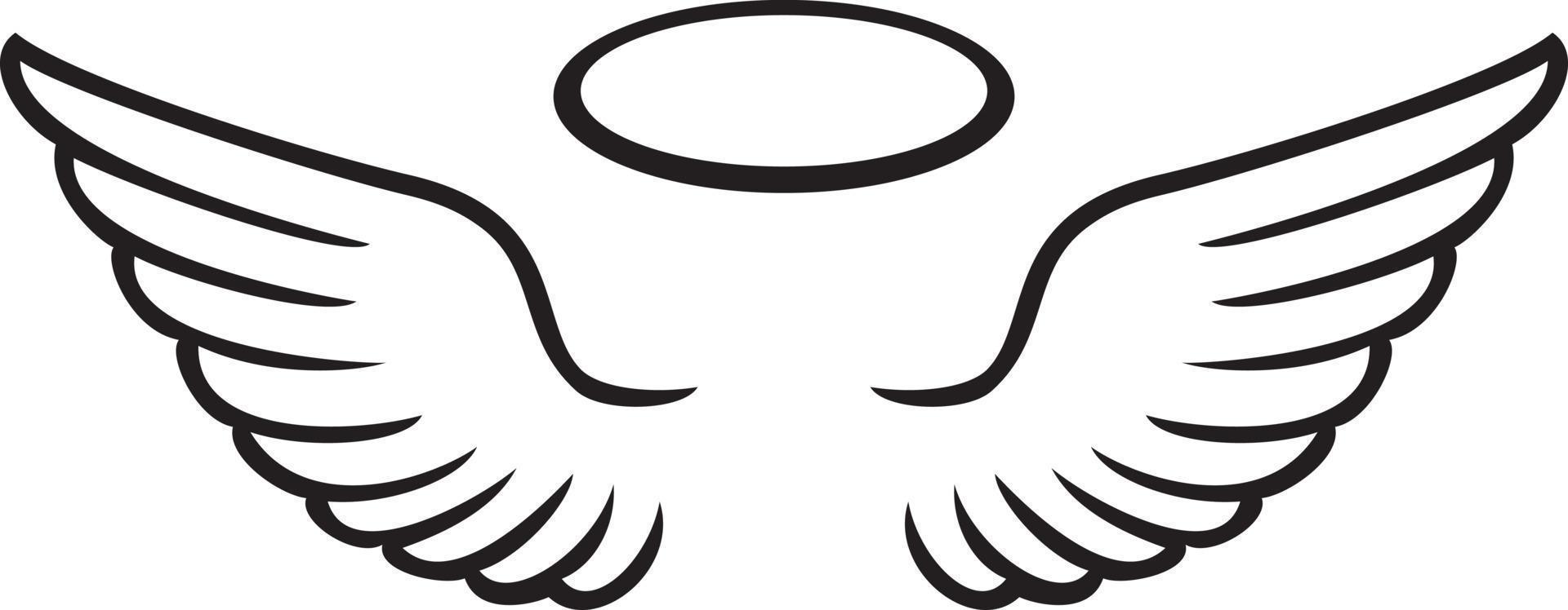 Angel Wings and Halo Black and White. Vector illustration 20872352 Vector Art at Vecteezy