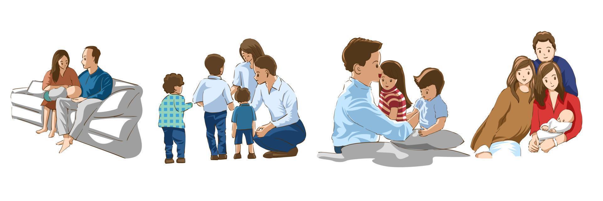 Family vector set collection graphic clipart design