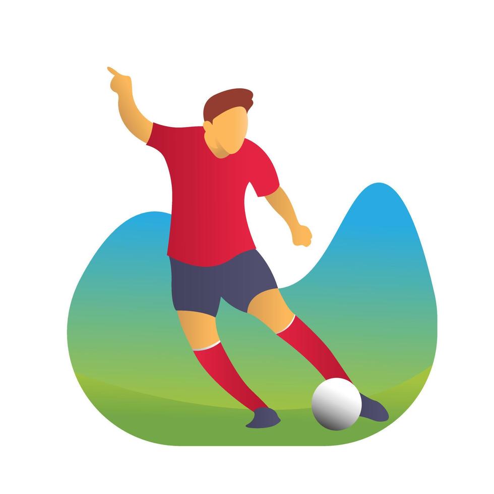 player kicking the ball in flat design. vector illustration