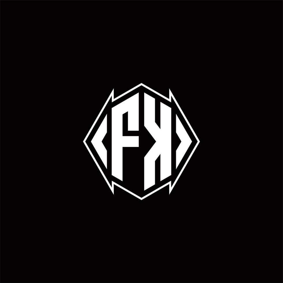 FK Logo monogram with shield shape designs template vector