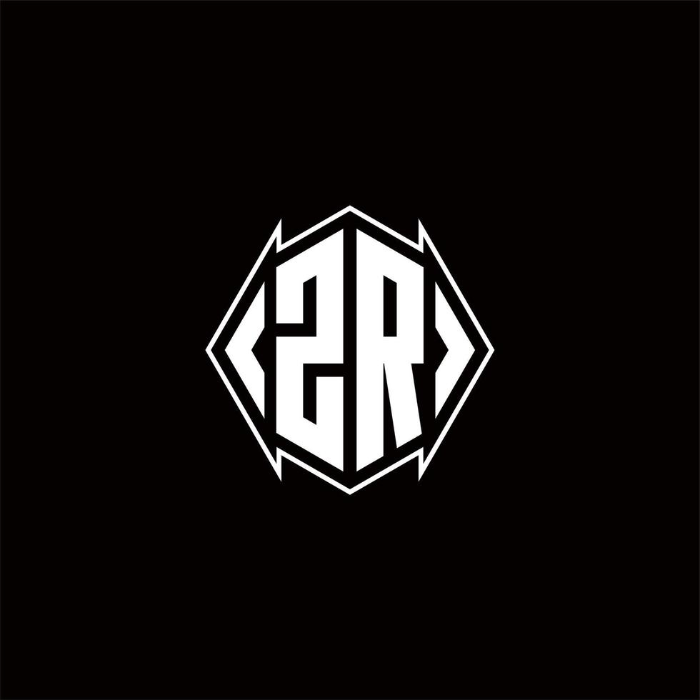 ZR Logo monogram with shield shape designs template vector