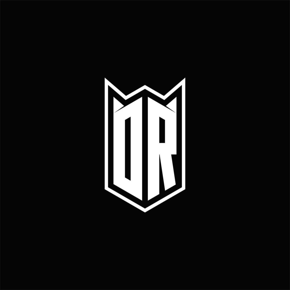 DR Logo monogram with shield shape designs template vector
