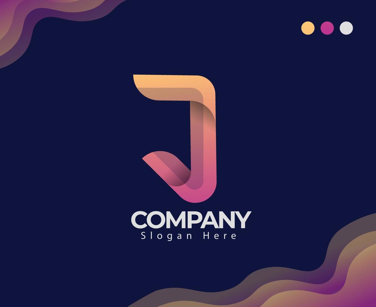 Best Unique Modern J Logo Design With Gradient Color, Excellent Design Concept, With Two Color. Professional Excellent Creative Minimal Letter J Logo Design. vector