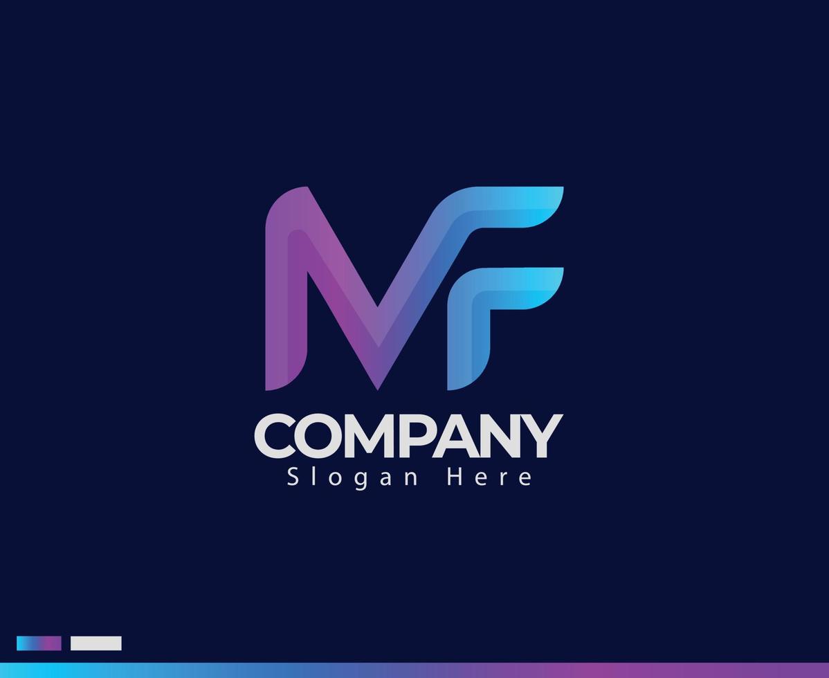 Business Letter M With F Custom Logo Design, And Gradient Color, And 2D Style With Premium Vector. Professional Excellent Creative Minimal Letter M F Logo Design. vector