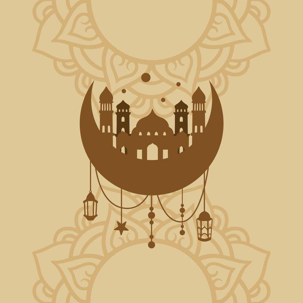 islámico creciente para Ramadán kareem eid Mubarak vector