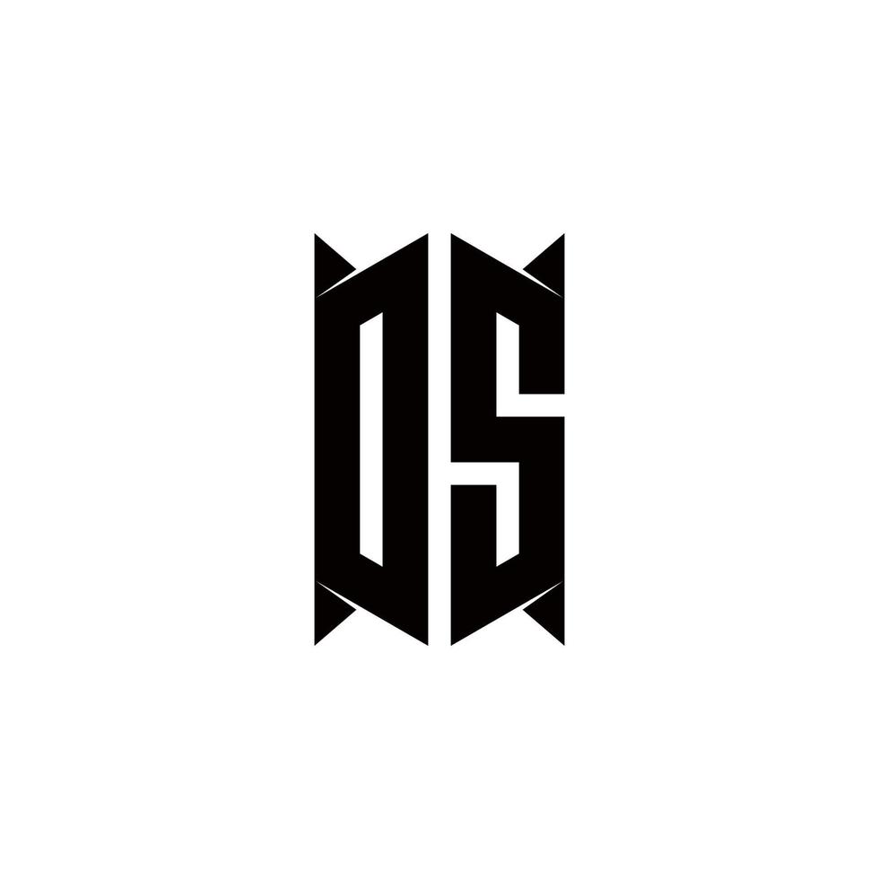 DS Logo monogram with shield shape designs template vector