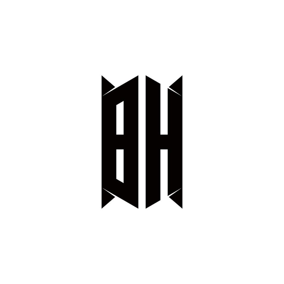 BH Logo monogram with shield shape designs template vector