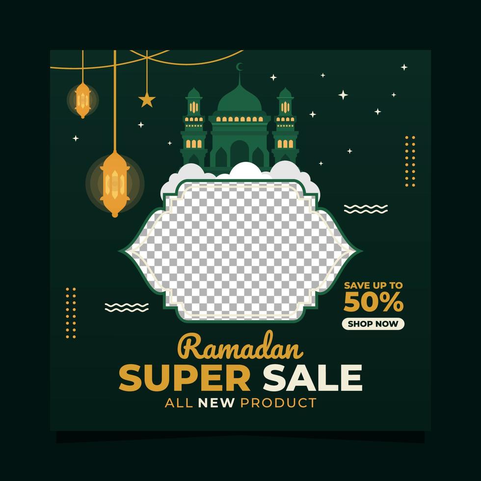 Ramadan super sale social media post template dessign banners square vector