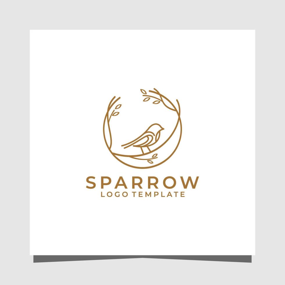 Sparrow line art minimalist  premium logo design template vector