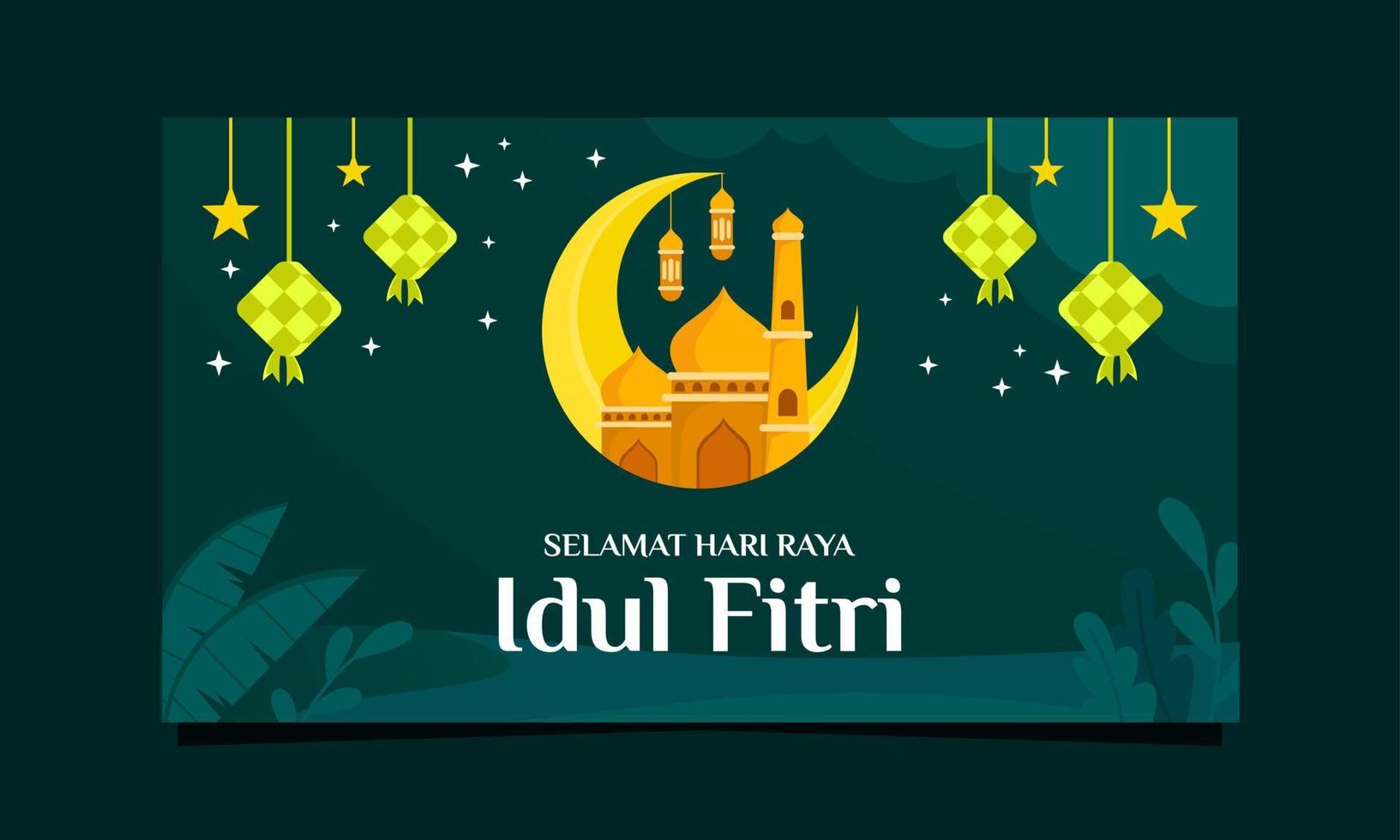 Hari raya idul fitri banner background template vector