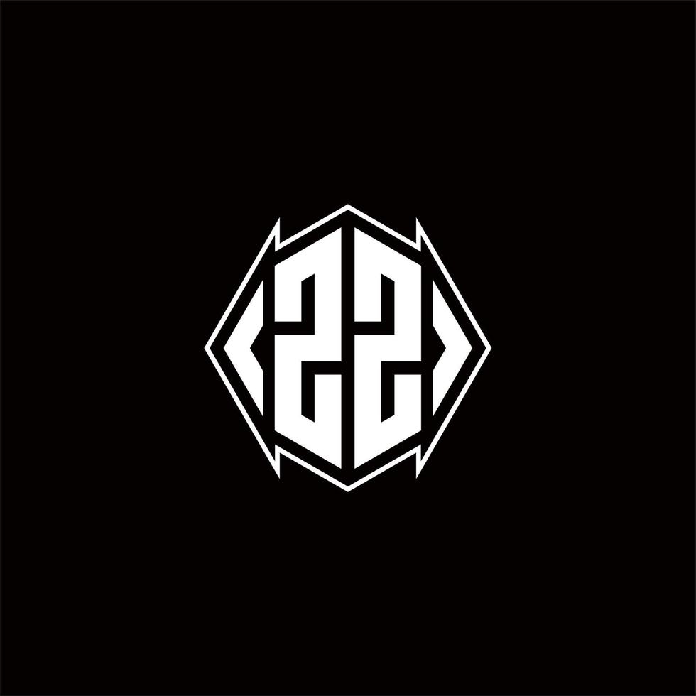 ZZ Logo monogram with shield shape designs template vector