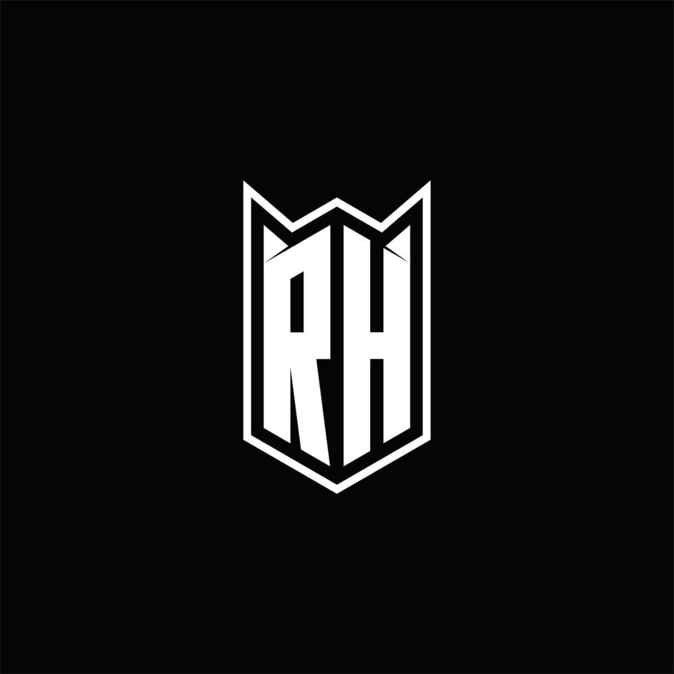 RH Logo monogram with shield shape designs template vector