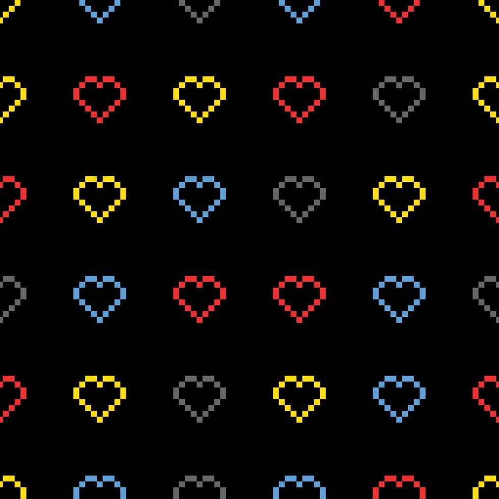 Seamless Pixel Heart Pattern Swatch vector