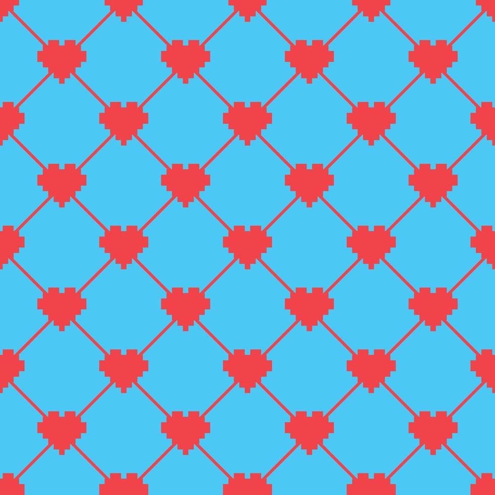 Seamless Pixel Heart Pattern Swatch vector