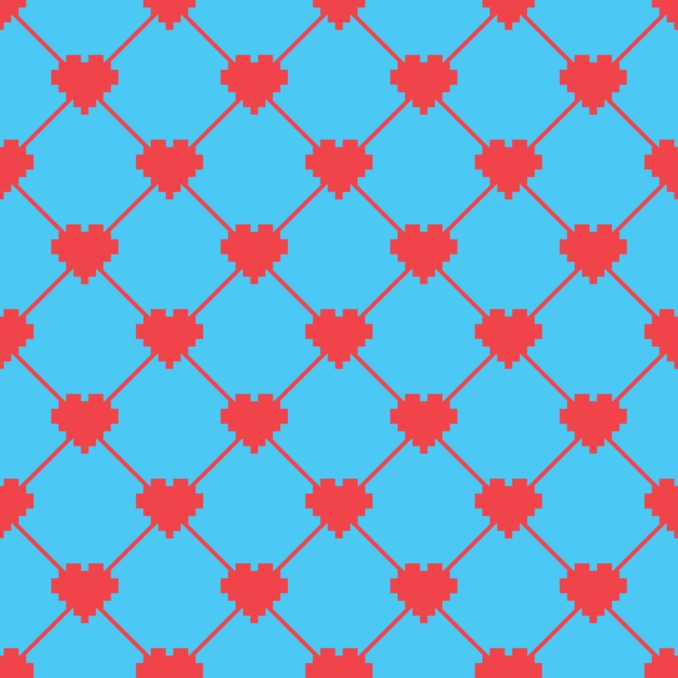 Seamless Pixel Heart Pattern Swatch vector